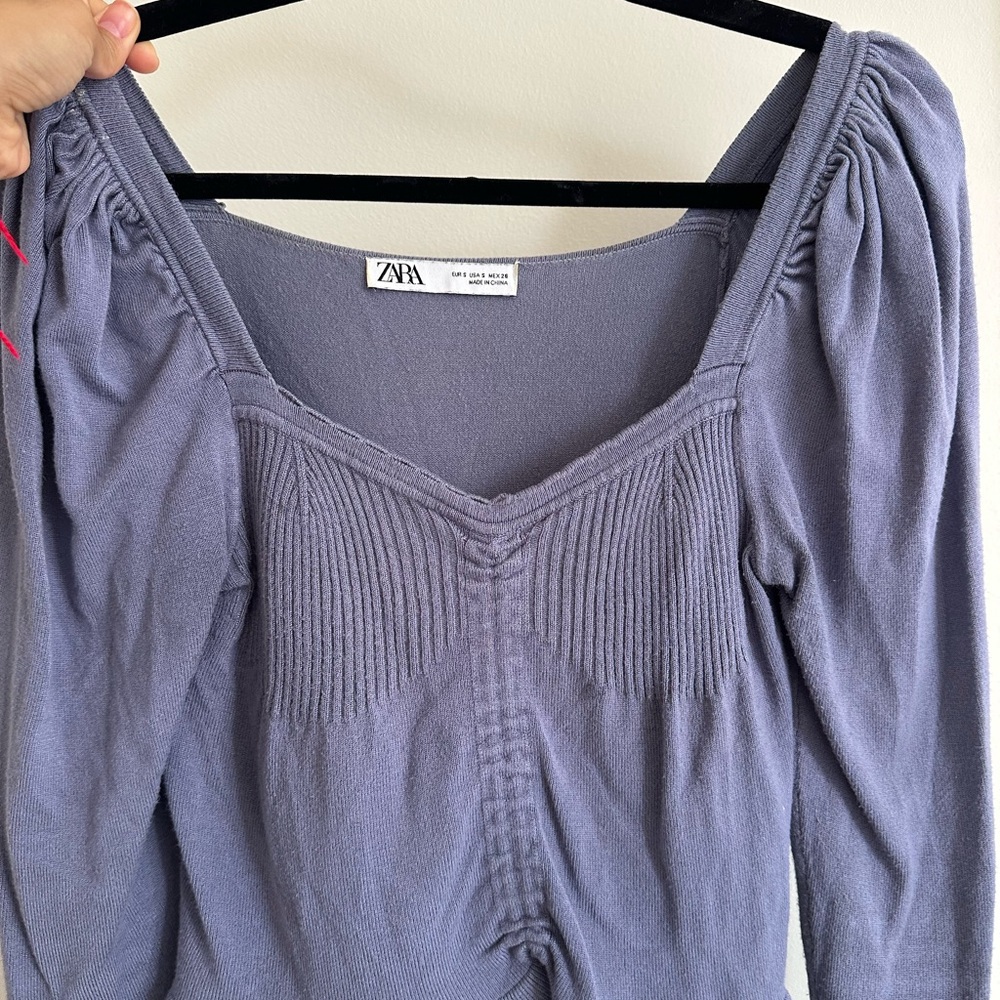 Zara Lavender Knit Bustier Style Blouse